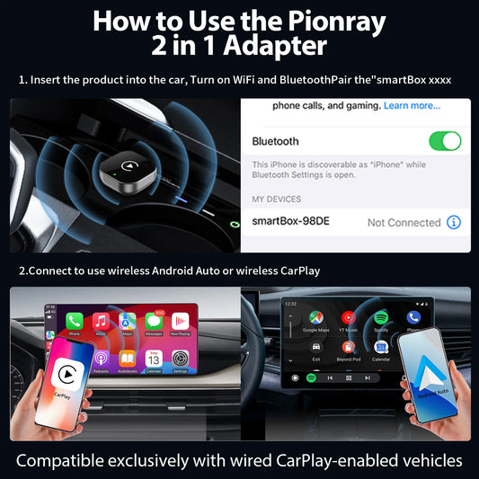 2-in-1 Wireless CarPlay & Android Auto Adapter