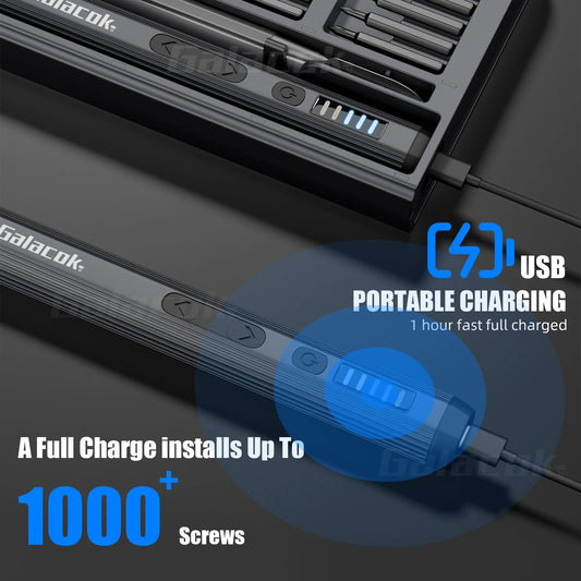 Electric Precision Screwdriver Set with Magnetic Bits & LED